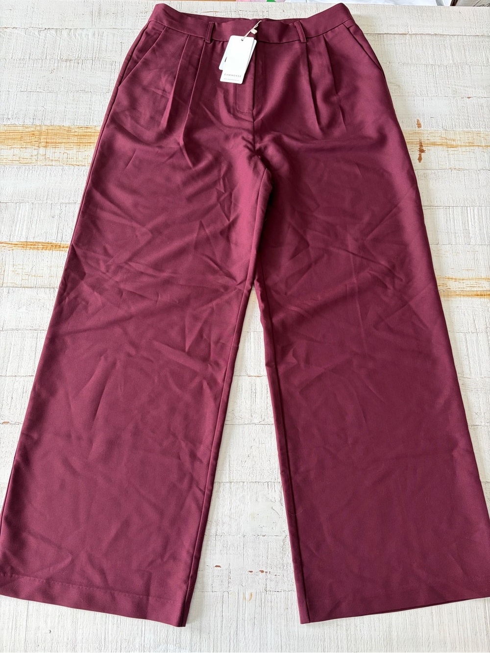 Commense NWT size XL Burgundy Wide Leg Trouser Pleated High Waisted
